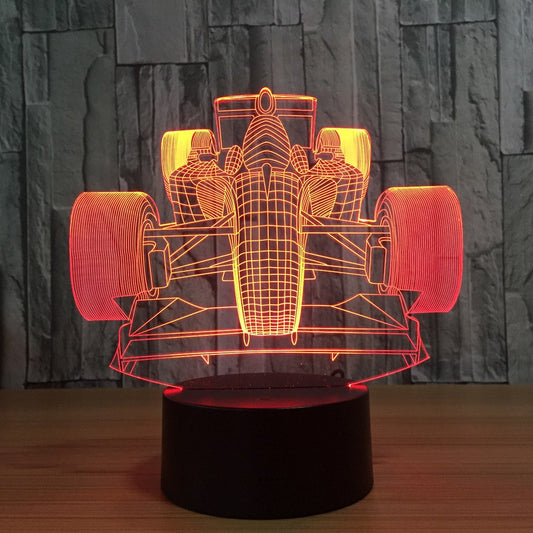 3D luce creativa colorato tocco ricarica LED luce visiva regalo atmosfera lampada da tavolo racing