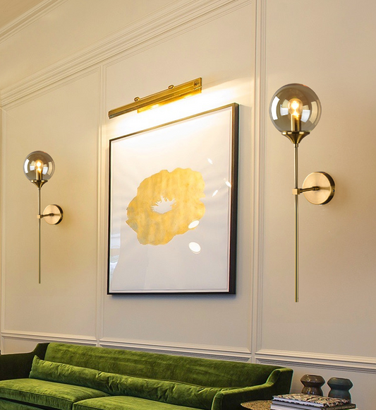 American Simple Glass Shade Bronze Metal Wall Lamp Hotel Villa Restaurant Aisle Staircase Corridor Wall Lamp